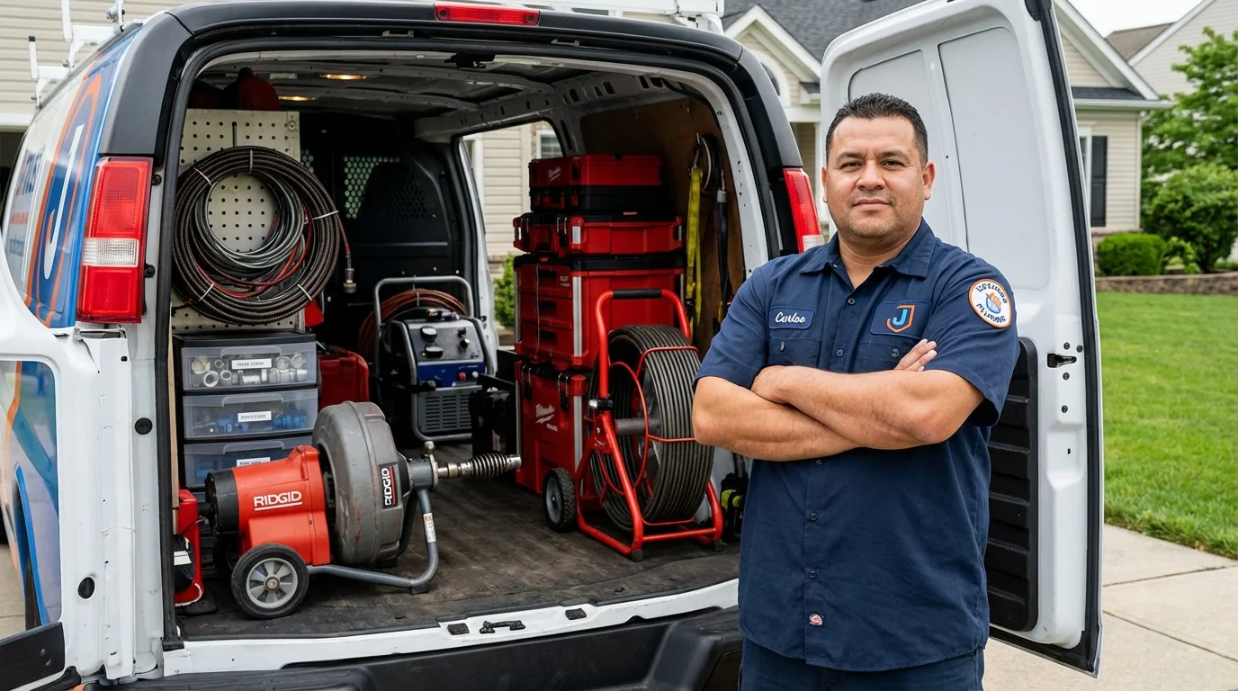 Professional drain cleaning equipment and Johns Plumbing LLC plumber in Sibley