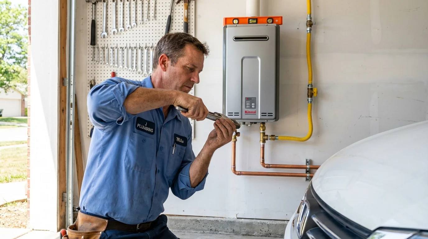 Tankless water heater installation by a Johns Plumbing LLC plumber in Sibley